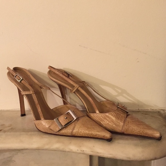 Sergio Rossi Leather Slingback Heels, Runs Small - Picture 2 of 8